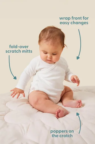 Miniatura 4 de MORI Body tipo kimono de manga larga para bebé para niños y niñas, transpirable, unisex, suave, con botones sin níquel