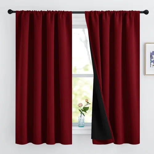 Miniatura 38 de NICETOWN Cortinas blancas 100% opacas, 2 capas gruesas completamente opacas con bolsillo para barra, cortinas aislantes térmicas para Blanco puro