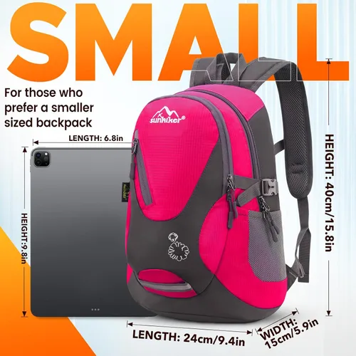 Miniatura 4 de sunhiker Pequeña mochila de senderismo para mujeres y hombres, 20L, ligera, mochila de viaje, mochila casual para ciclismo, acampar al aire libre