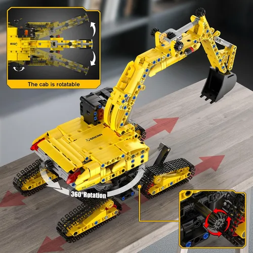 Miniatura 5 de Mould King Juegos de construcción de excavadora sobre orugas, 17076, kits de excavadora de ingeniería, modelo MOC, regalos de cumpleaños