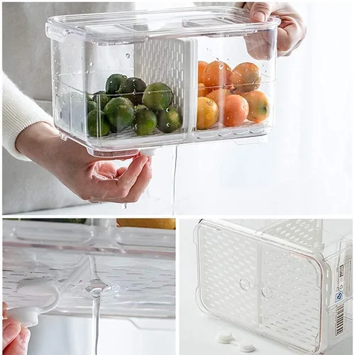 Miniatura 7 de SANNO Organizador de refrigerador de verduras Contenedores de alimentos con tapas Produce Saver Contenedor de almacenamiento de alimentos