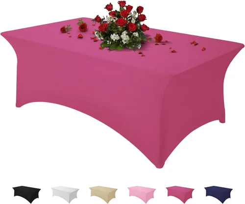 Miniatura 29 de Famstar Paño de Mesa Negro de 4 Pies de Elastano, Paño de Mesa Ajustado para Mesas Rectangulares, Fundas Elásticas Lavables Sin Arrugas