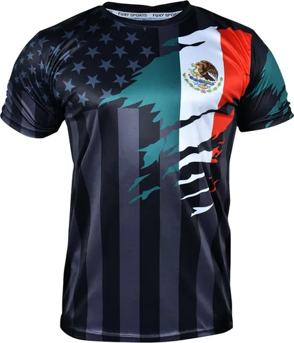 Miniatura 2 de Fury Camiseta de fútbol con la bandera de México y Estados Unidos - Camiseta México Jersey HombreMujerUnisex