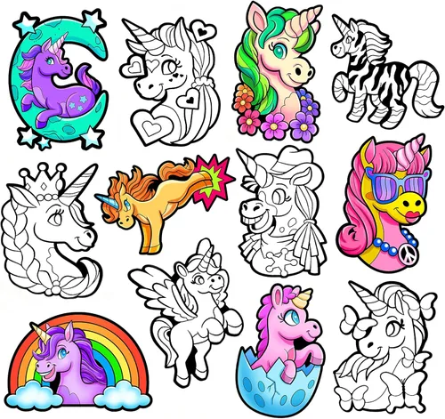 Colorea tus propios unicornios de terciopelo, paquete de 12, hermosas artes y manualidades, diversión para colorear para todas las edades, decora tu