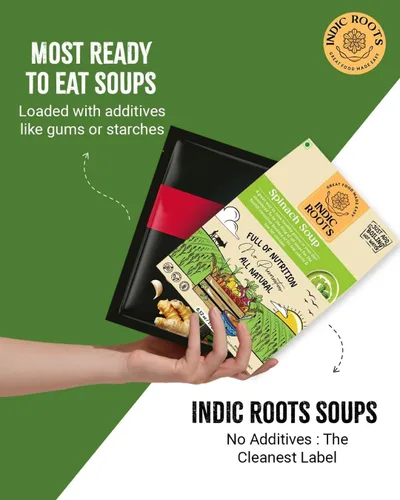 Miniatura 5 de Organic Roots Sopa de espinacas Palak paquetes de sopa instantánea saludable natural lista para cocinar, mezcla de sopa de verduras en polvo