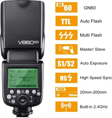 Miniatura 2 de Godox VING V860IIC TTL - Kit de flash de iones de litio para cámaras Canon