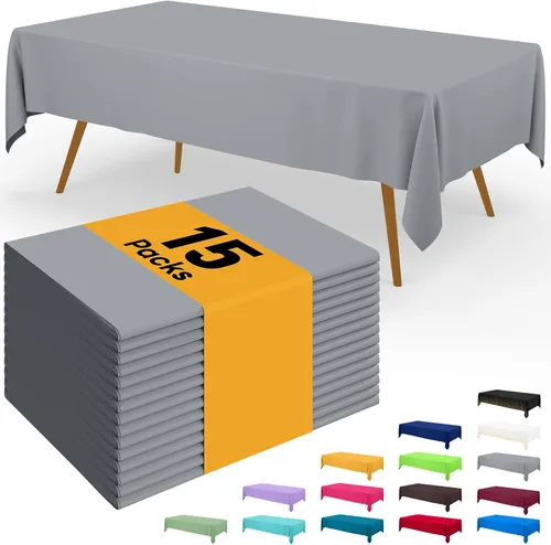 Miniatura 53 de Smiry - Juego de 6 manteles desechables, 54 x 78 pulgadas, manteles impermeables rectangulares para fiestas, cubierta de mesa de plástico