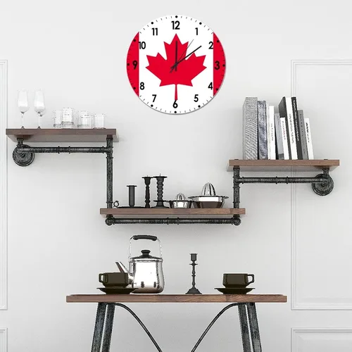 Miniatura 5 de Cheyan Reloj de pared con bandera de Canadá de 12 pulgadas, silencioso, sin tictac, de PVC, funciona con pilas, reloj redondo decorativo, regalo