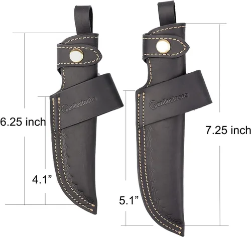 Miniatura 5 de Gentlestache Funda para cuchillos de 5 pulgadas, transporte horizontal y vertical, acceso rápido, funda de cuero negro para cuchillos