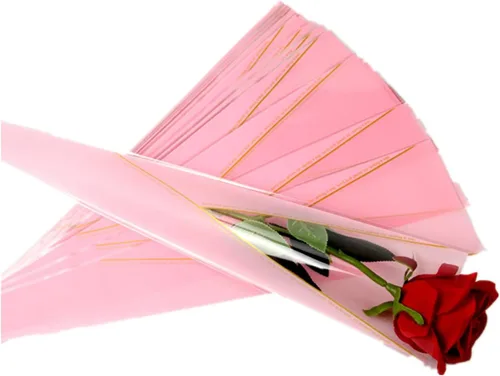 Rikyo Bolsa de embalaje floral individual de 100 unidades, papel de regalo de flores de claveles de una sola rosa, bolsa de manga para ramo de
