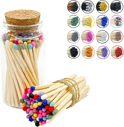 Miniatura 12 de Chandler Studio Fósforos en un frasco Más de 60 cerillas Fósforos decorativos con almohadilla de encendido Encendedor de velas largo