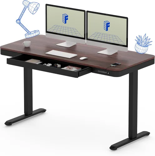 Miniatura 12 de FLEXISPOT Comhar - Escritorio de pie eléctrico de cristal puro con cajones, escritorio y puertos de carga USB, escritorio ergonómico de altura