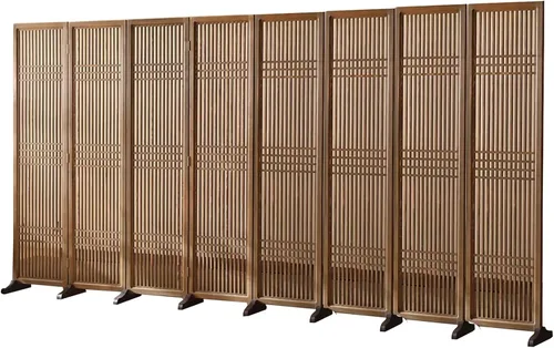 Miniatura 9 de 2 3 4 5 6 8 10 paneles de madera para pared de división de habitación, pantallas de privacidad plegables con base desmontable, para el hogar, hotel