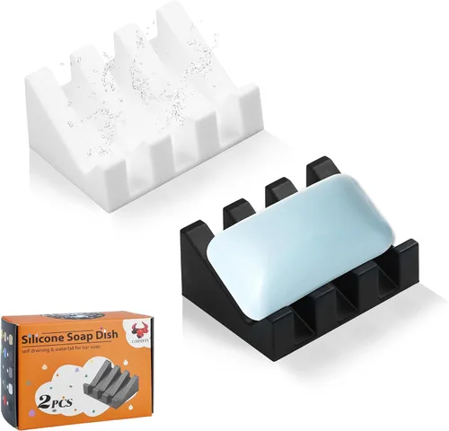 Jabonera Autodrenante con Soporte, Jabonera de Silicona, para Baño, Cocina, Esponjas, Puede Extender la Vida del Jabón, Mantiene las Barras de Jabón