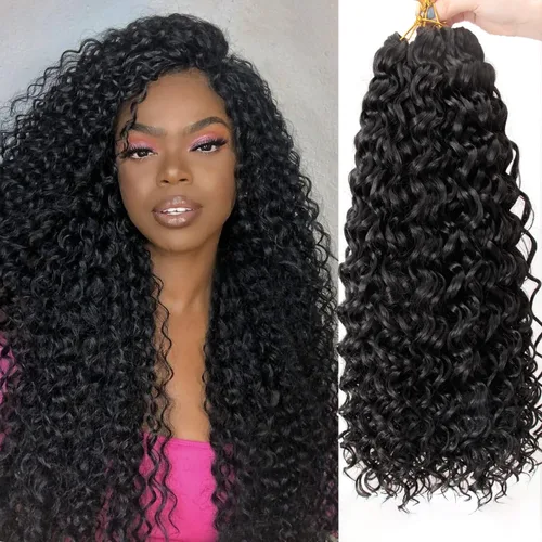 Miniatura 51 de GoGo Curl Crochet Hair 18 pulgadas onda de agua pelo sintético bohemio ganchillo trenzado jengibre onda profunda extensiones de cabello trenzado