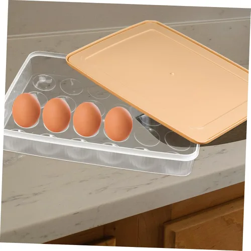 Miniatura 5 de Caja de almacenamiento de huevos frescos con tapa abatible, soporte para huevos para refrigerador, bandejas de huevos de plástico para refrigerador