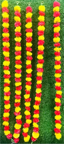 Miniatura 3 de Guirnalda de caléndula de 5 piezas de 5 pies Decoración de manto de fiesta de boda india/americana, guirnaldas de imitación de guirnaldas de boda