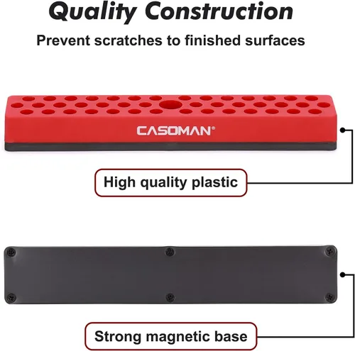 Miniatura 4 de CASOMAN 2 piezas 1/4" Organizador de brocas hexagonales con base magnética - Rojo, Organizador de 86 brocas con fuerte base magnética, Organizador