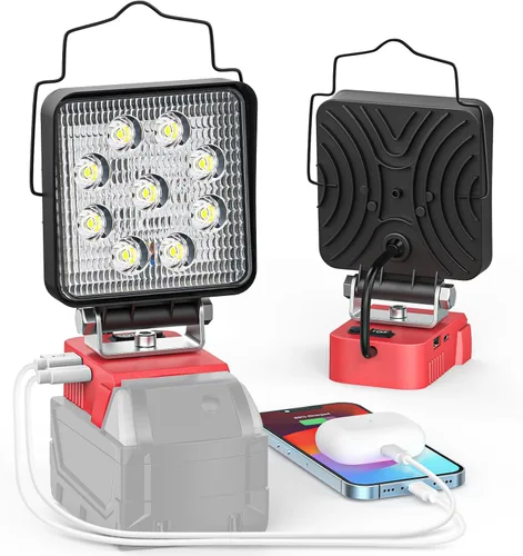 Miniatura 13 de Ecarke Luz de trabajo LED compatible con batería Milwaukee18V, luces de trabajo inalámbricas de 128 W, 12800 lm de luz de batería de linterna