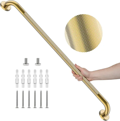 Miniatura 20 de Barra de agarre de ducha de níquel cepillado con agarre moleteado antideslizante de 36 pulgadas, barras de agarre de baño de acero inoxidable, barra