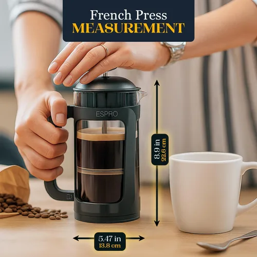 Miniatura 2 de ESPRO Light P3 - Cafetera de prensa francesa, microfiltro doble patentado para preparar sin arena, resistente al calor, prensa de café de vidrio