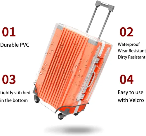 Miniatura 4 de Funda protectora de PVC transparente para maleta, de 24 pulgadas, aprobada por la TSA, 22-25 pulgadas