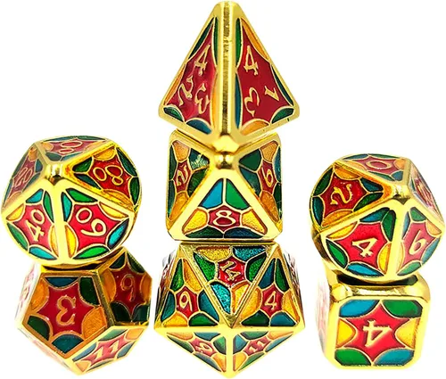 Miniatura 7 de Juego de dados de metal con escamas de dragón en color negro con caja de exhibición, perfecto para juegos, equilibrio adecuado y distribución