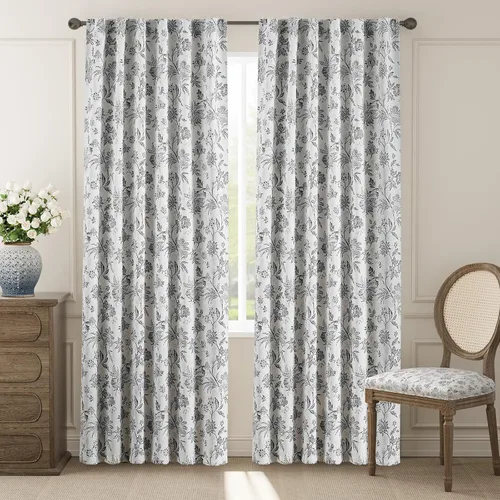 Miniatura 12 de jinchan Cortinas Opacas Florales para Dormitorio, 63 Pulgadas de Largo Cortinas Opacas con Estampado de Flores, Estilo Campo Francés con Pestañas