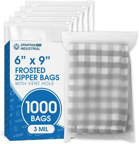 Spartan Industrial - Bolsas con cremallera esmeriladas de 3 mil de 6 x 9 pulgadas (1000 unidades) con orificio de ventilación - Bolsas de embalaje
