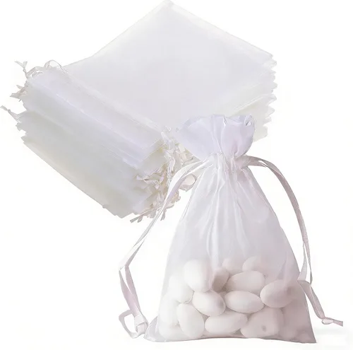 Miniatura 37 de Paquete de 50 bolsas de organza de regalo con cordón verde de 4 x 6 pulgadas para baby shower, Navidad, cumpleaños de bebé, recuerdo de fiesta