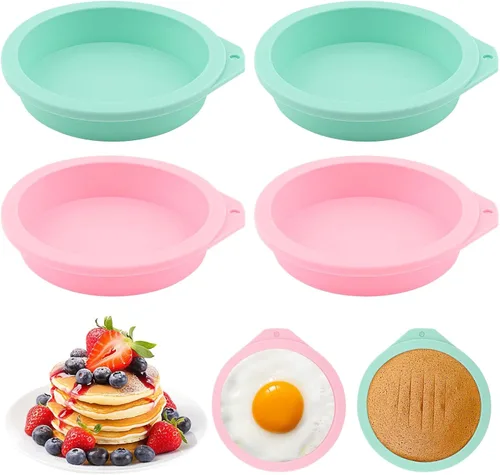 Miniatura 10 de 4 moldes para freidora de aire, moldes de silicona para hornear magdalenas, molde para panqueques de 4 pulgadas, antiadherente para hornear, Verde
