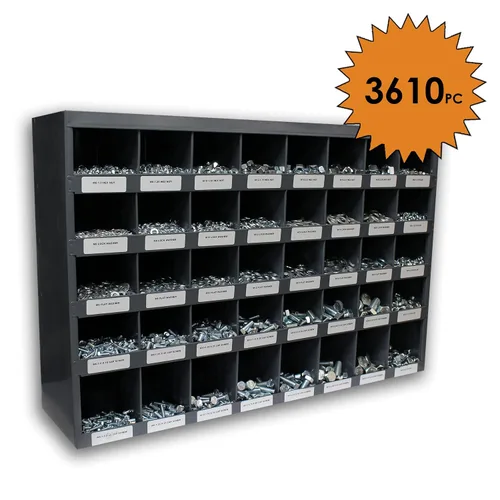 Kit surtido de 3,610 piezas métricas 8.8 gruesas con tornillos de tapa hexagonal, tuercas hexagonales, tuercas de nailon, arandelas y cubo de metal