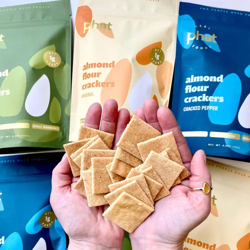 Miniatura 9 de Real Phat Foods - Galletas de harina de almendras Cheddar - Bocadillo keto bajo en carbohidratos y sin gluten - Paquete de 3 (Cheddar)