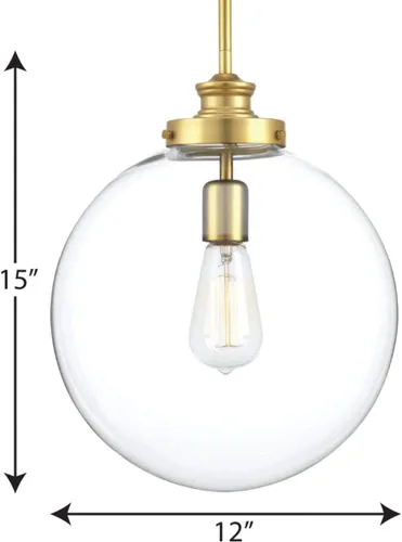 Miniatura 10 de Penn Collection - Lámpara colgante de cristal transparente (latón natural)