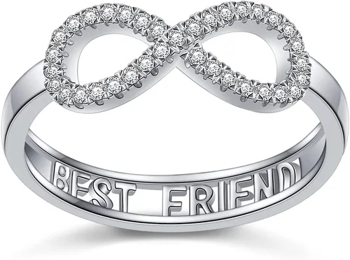 Anillo infinito de plata de ley S925 para mejor amigo, joyería de amistad ajustable, regalos de cumpleaños para mujeres, adultos y adolescentes,