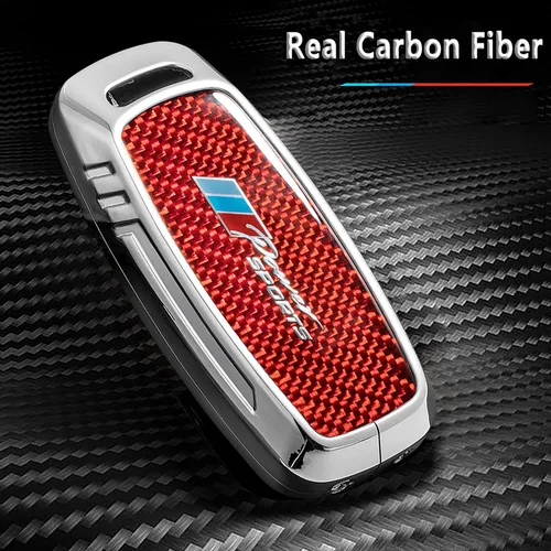 Miniatura 45 de Funda para llavero BMW con llavero, fibra de carbono real, protección de aleación de zinc, compatible con BMW 1 3 4 5 6 7 Series X1 X3 X4 M5 M6 GT3