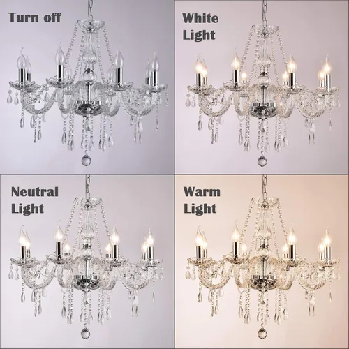 Miniatura 3 de Candelabros de cristal con 8 luces modernas, lámpara colgante de techo para comedor, sala de estar, dormitorio, pasillo, entrada, decoración