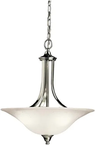 Kichler Dover - Colgante convertible de 3 luces de 19 pulgadas o semi empotrado con vidrio grabado en níquel cepillado