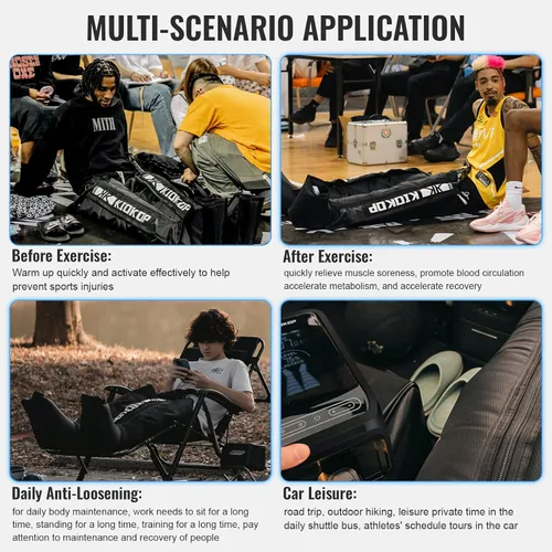 Miniatura 7 de Sistema de recuperación de compresión de aire, botas masajeadoras de piernas completas con 8 intensidades, 4 modos, dispositivo secuencial