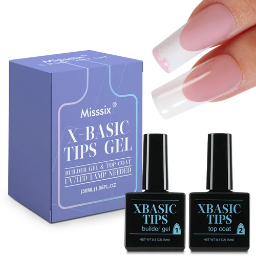 Miniatura 27 de Misssix Puntas de uñas de gel francesas negras, 240 piezas de puntas francesas de uñas postizas largas cuadradas, no es necesario limar, puntas 3
