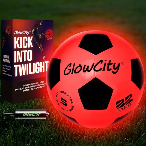 Miniatura 13 de GlowCity Balón de fútbol que brilla en la oscuridad - Tamaños 3, 4, 5 para niños, adolescentes y adultos - Balón de fútbol que se ilumina con 2