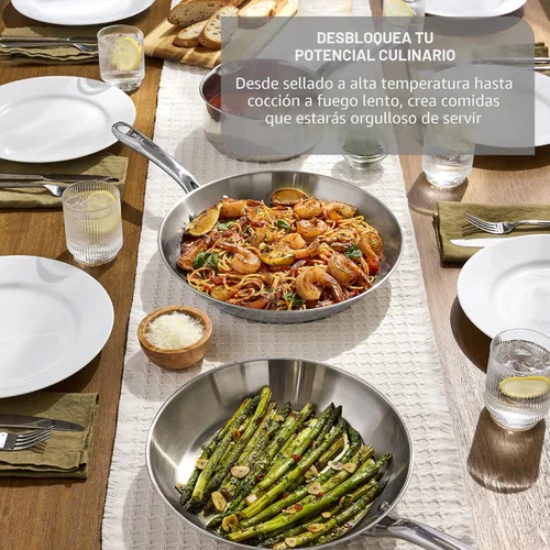 Miniatura 4 de T-fal Gourmet - Juego de utensilios de cocina de acero inoxidable de 15 piezas, ollas y sartenes, apto para lavavajillas, apto para horno hasta 500