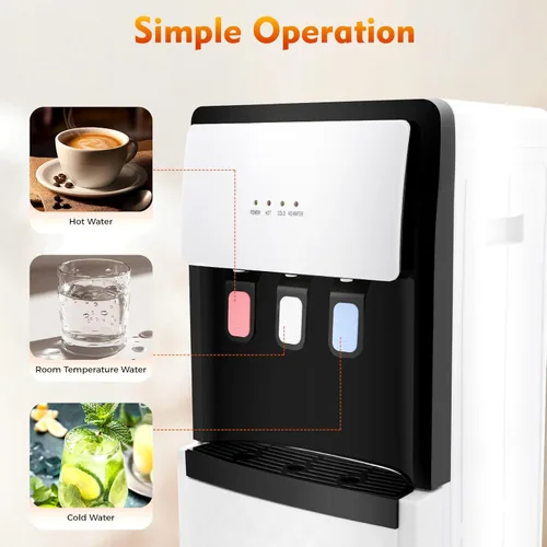 Miniatura 5 de Dispensador de enfriador de agua de carga inferior, 3 ajustes de temperatura, agua caliente, fría y de habitación, con protección contra Plata Gris