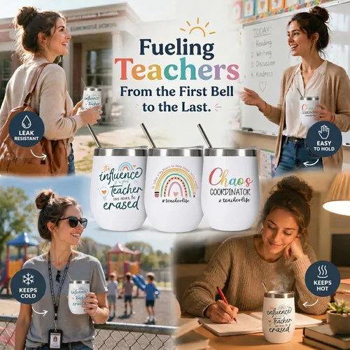 Miniatura 4 de Regalos de agradecimiento a maestros para mujeres y hombres, vaso aislado de 12 onzas con caja de regalo, regalo de fin de año, graduación, Navidad