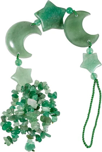 Miniatura 4 de Rockcloud Adornos colgantes hechos a mano con piedras de cristal, dijes de estrella y luna, adorno de automóvil para curación de chakras, yoga, Azul