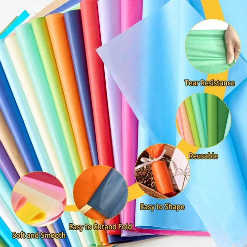 Miniatura 3 de PSISO 360 hojas de papel de seda para bolsas de regalo, 40 colores de 14 x 10 pulgadas, papel de regalo a granel para manualidades, suministros