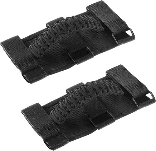 Miniatura 25 de Savadicar Paquete de 4 Asas de Agarre de Barra Enrollable Compatible con 1955-2023 Jeep Wrangler CJ YJ TJ JK JL 4XE & Gladiator JT, Soporte de Negro