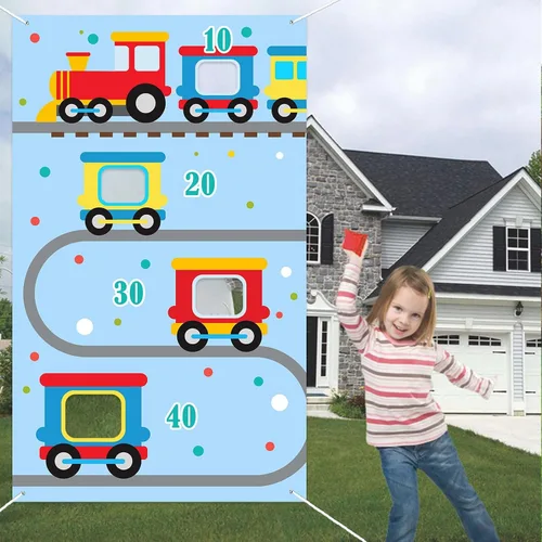 Miniatura 5 de Tren de vapor Choo Two Toss Games Banner telón de fondo ferroviario ferroviario transporte ferroviario historia temática decoración para interiores