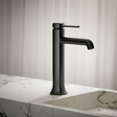 Miniatura 2 de Kohler 27003-4-BL Occasion - Grifo alto para lavabo de baño con una sola manija, 1.2 gpm, color negro mate Mate negro