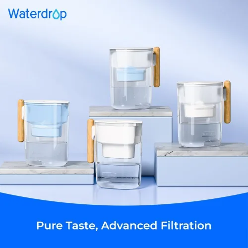 Miniatura 9 de Waterdrop Jarra de filtro de agua Chubby de larga duración de 200 galones y 10 tazas con 4 filtros, certificado NSF, 5X veces más duración, reduce